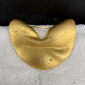 Vintage Ben-Amun Brooch Gold Tone Fortune Cookie Signed